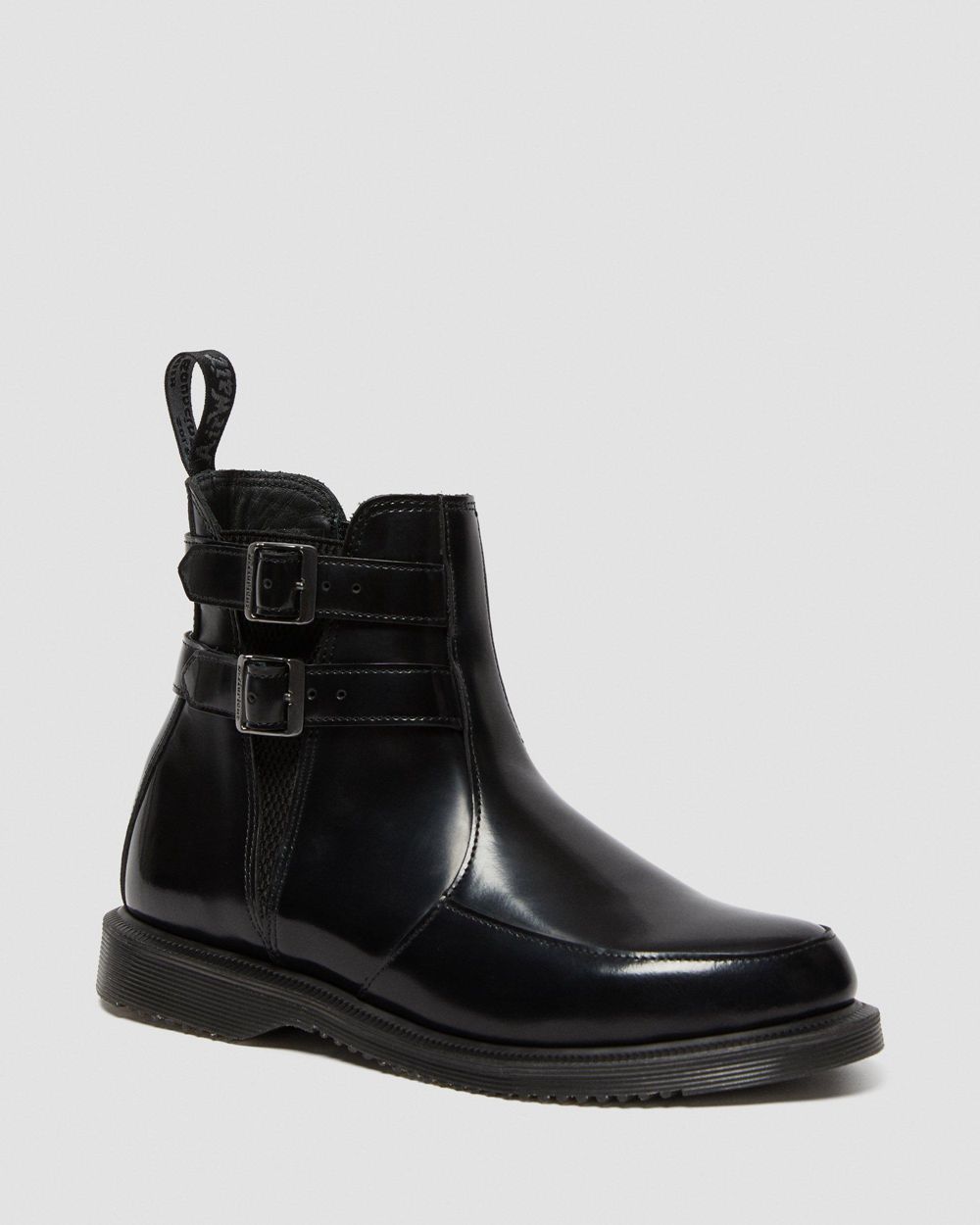 Dr Martens Flora Smooth Kožené Buckle Chelsea Boots Damske ( Čierne ) SK 075-GVRDQU